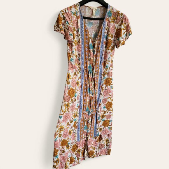 Matilda Jane Floral Front Button Ruffle Midi Dress Just For A Moment Small - Picture 5 of 14